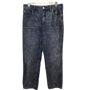 Pilcro The Vintage Straight‎ Corduroy Pants Navy Acid Wash Women 31 High Rise